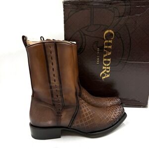 Cuadra Leather Western Boots Maple Brown Woven Square Toe CU674 Size 11 EE Men's